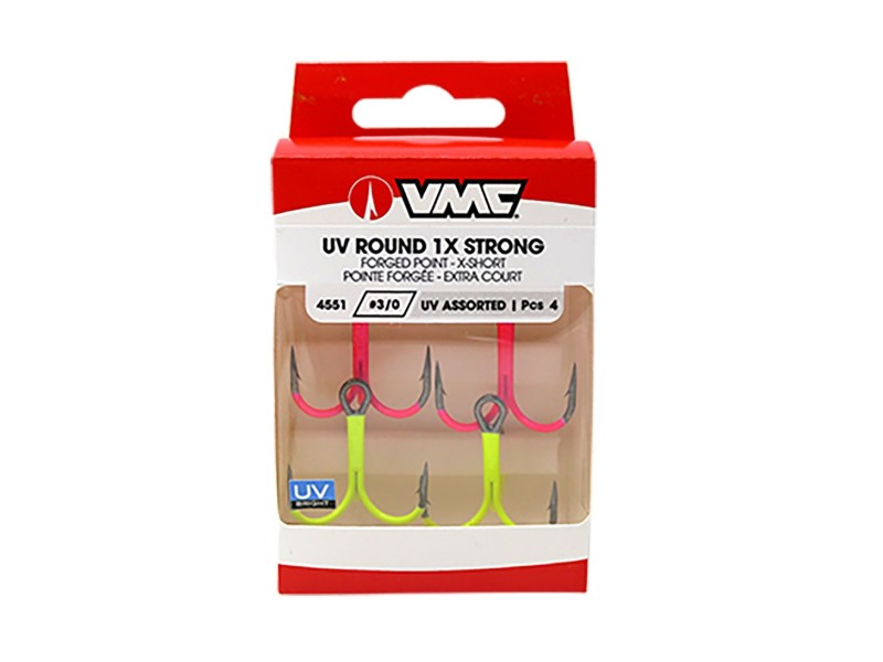Hameçon Triple Vmc 4551UV Uv Round 1X Rose/Chartreuse-1