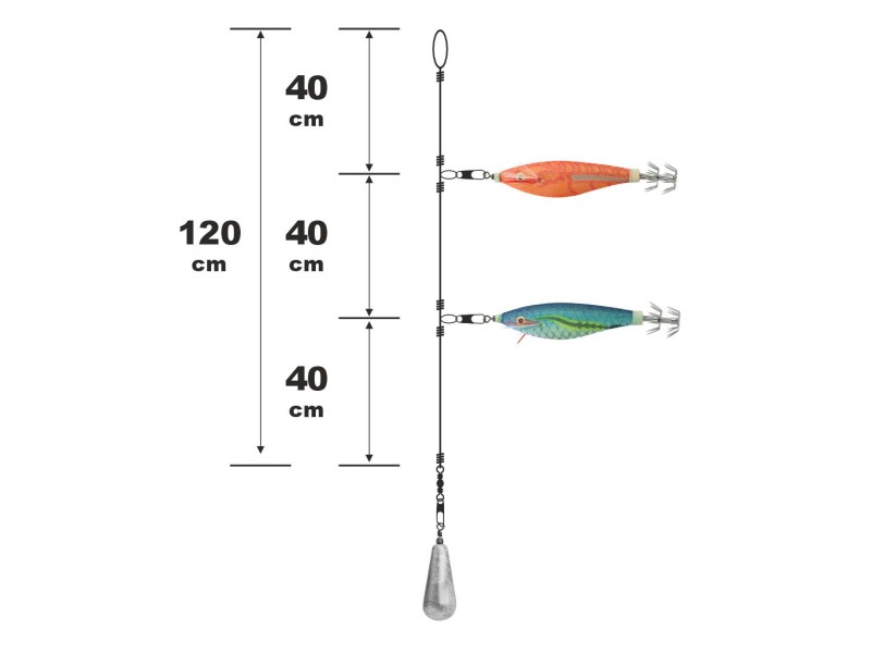Montage Tataki Prêt Pêcher 2 Turlutte Flottant-SESLP510870OR-WH