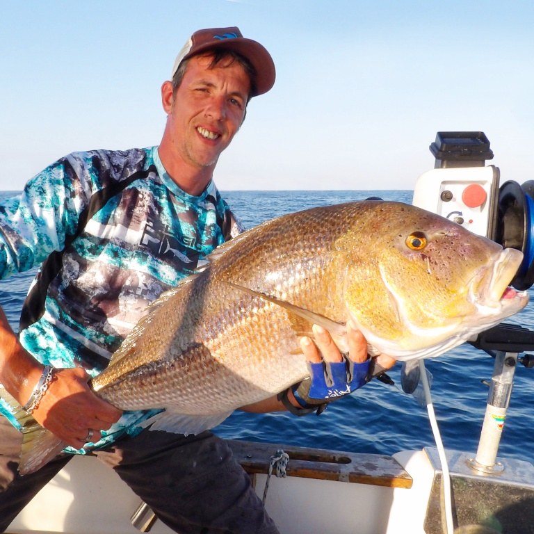 Magnifique denti pris au downrigger Kristal Fishing par le moniteur guide de pêche Fabien Harbers