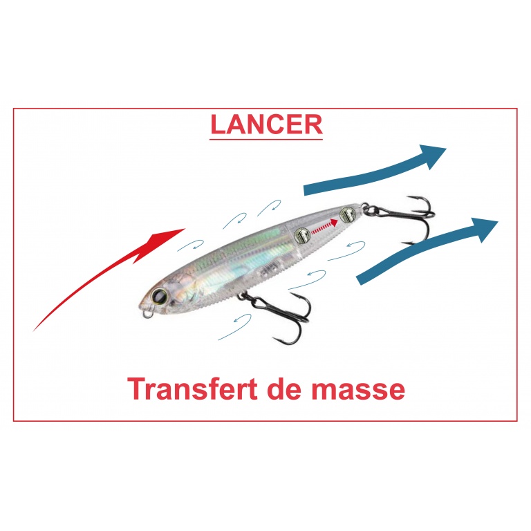Grâce à son énorme bille faisant transfert de masse, le 3DB Pencil Yo-Zuri se lance à de grandes distances ! 