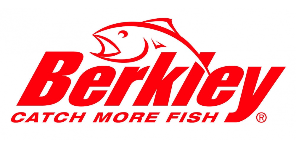 Logo Berkely avec le slogan "Catch More Fish" (Attraper plus de poissons)